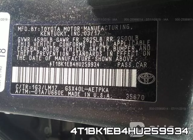 4T1BK1EB4HU259934 фото 9