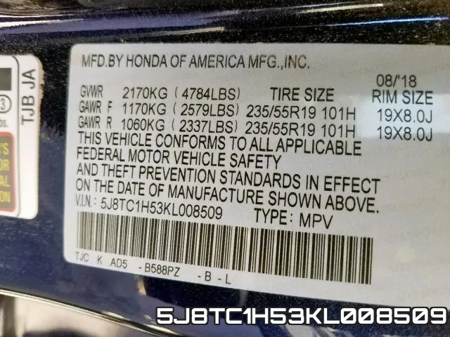 5J8TC1H53KL008509 фото 2