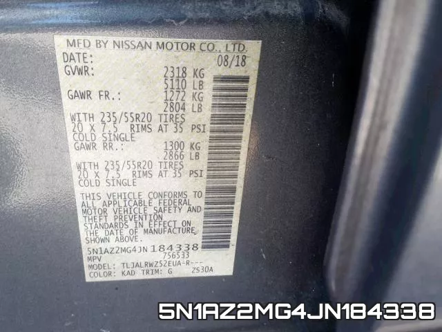 5N1AZ2MG4JN184338 фото 2