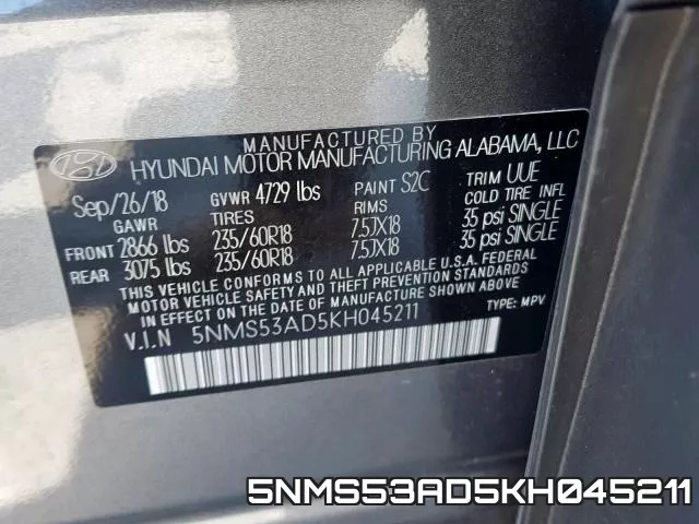 5NMS53AD5KH045211 фото 2