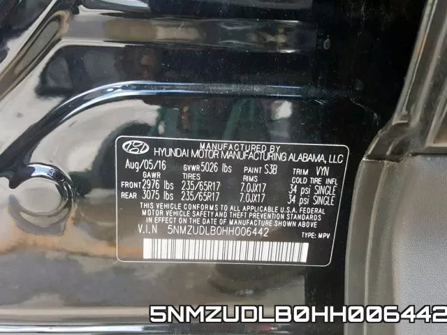 5NMZUDLB0HH006442 фото 2