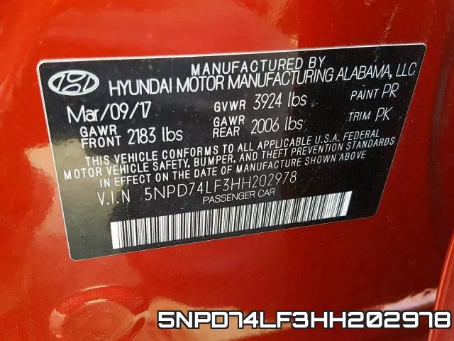 5NPD74LF3HH202978 фото 2