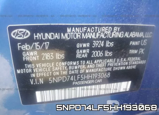 5NPD74LF5HH193068 фото 10