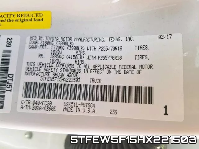 5TFEW5F15HX221503 фото 2