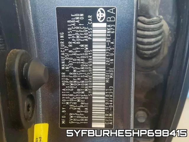 5YFBURHE5HP698415 фото 2