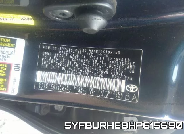 5YFBURHE8HP615690 фото 10