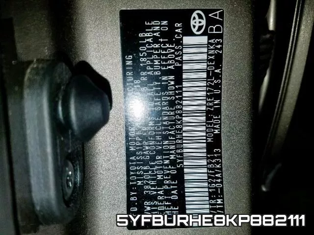 5YFBURHE8KP882111 фото 2