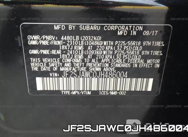 JF2SJAWC0JH486004 фото 10
