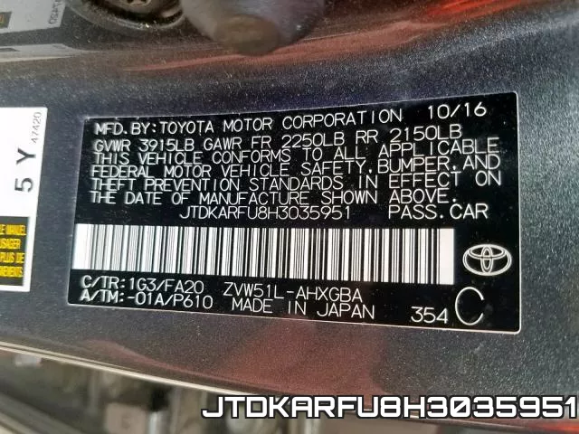 JTDKARFU8H3035951 фото 2