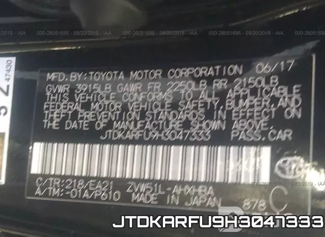 JTDKARFU9H3047333 фото 10