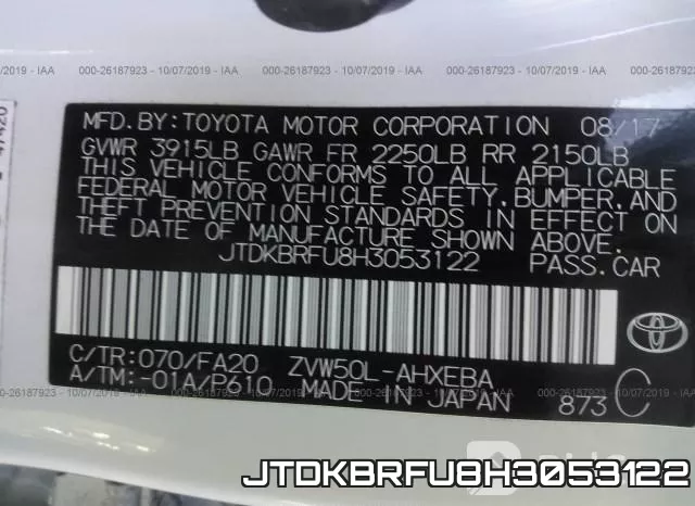JTDKBRFU8H3053122 фото 10