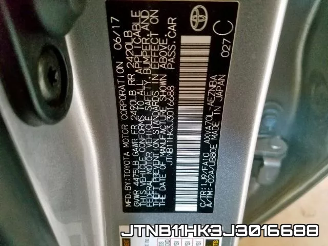 JTNB11HK3J3016688 фото 2