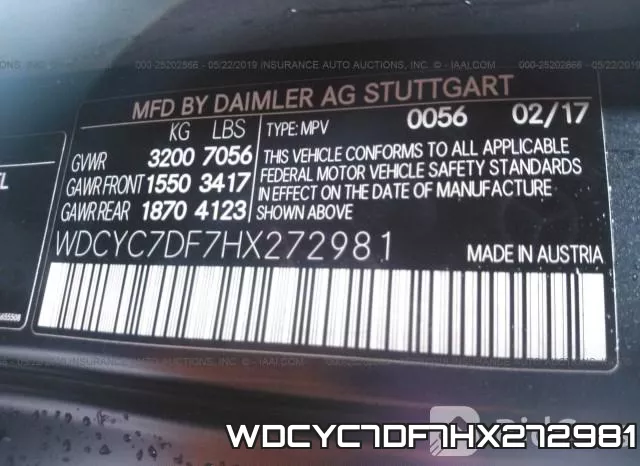 WDCYC7DF7HX272981 фото 9