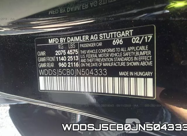WDDSJ5CB0JN504333 фото 10