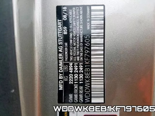 WDDWK8EB1KF797605 фото 2
