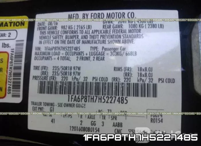 1FA6P8TH7H5227485 фото 10