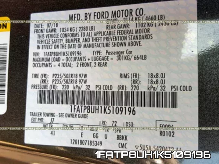1FATP8UH1K5109196 фото 2