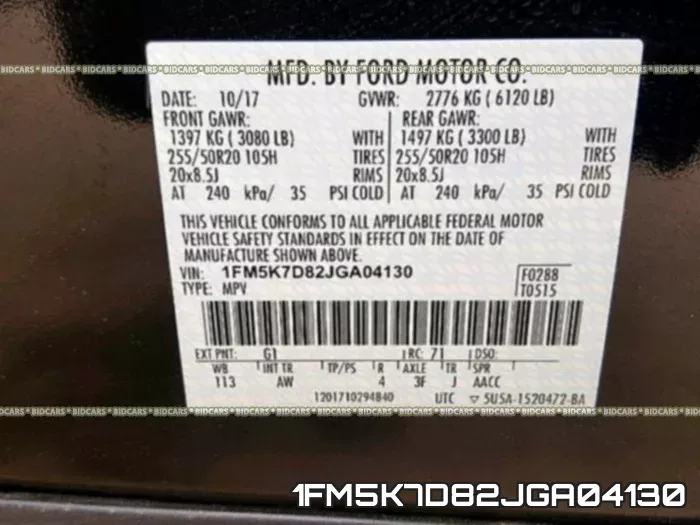 1FM5K7D82JGA04130 фото 2