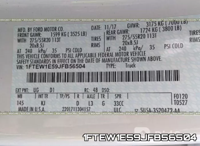 1FTEW1E59JFB56504 фото 10