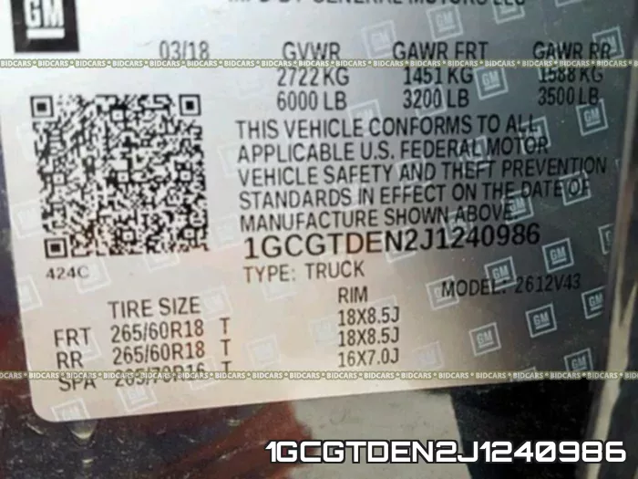 1GCGTDEN2J1240986 фото 2
