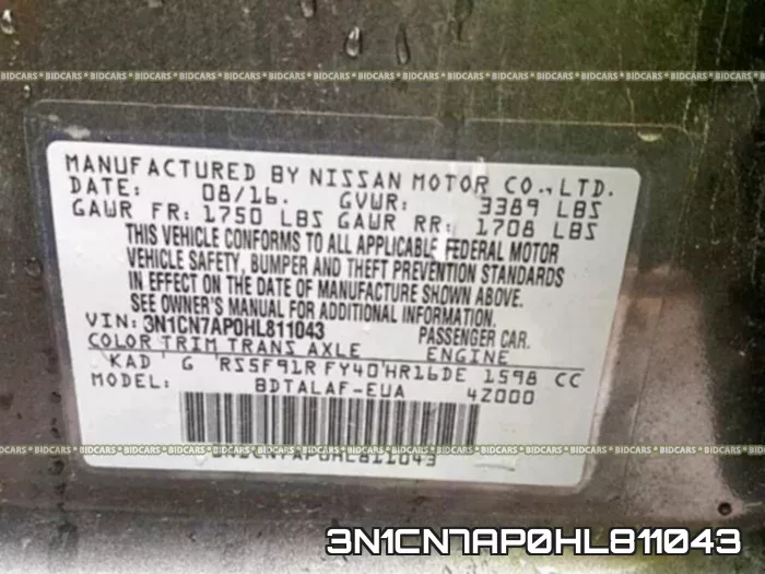 3N1CN7AP0HL811043 фото 2