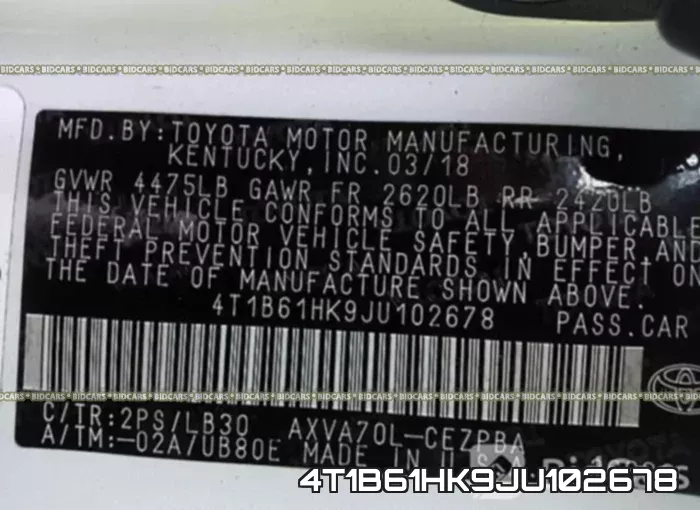 4T1B61HK9JU102678 фото 10