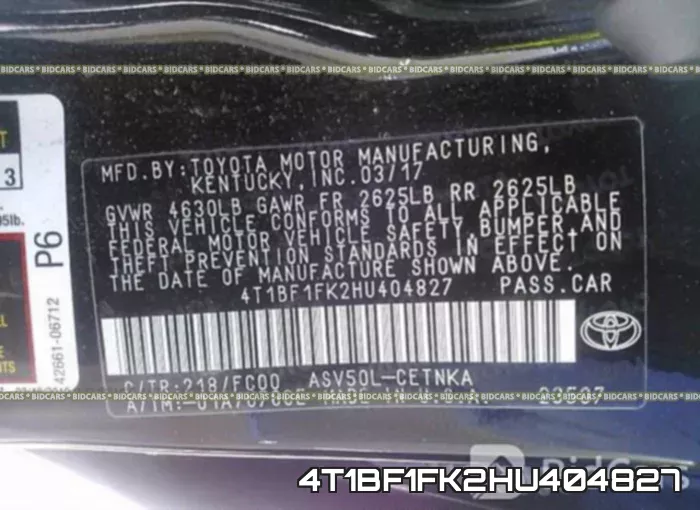 4T1BF1FK2HU404827 фото 10
