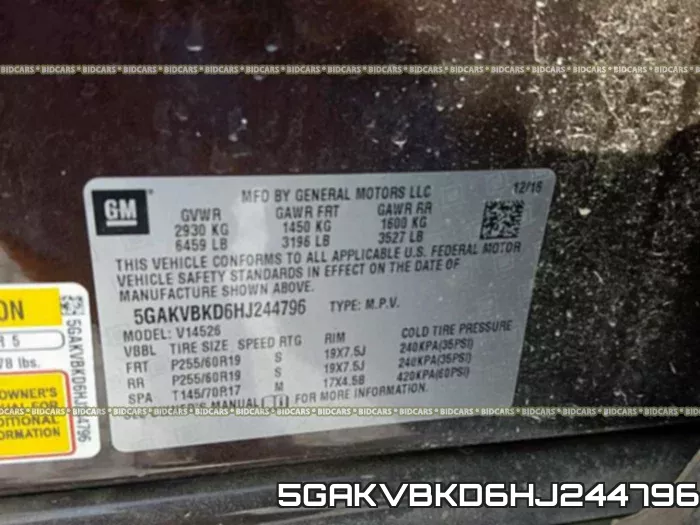 5GAKVBKD6HJ244796 фото 2