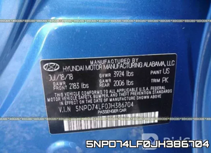 5NPD74LF0JH386704 фото 10
