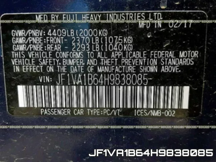 JF1VA1B64H9838085 фото 2