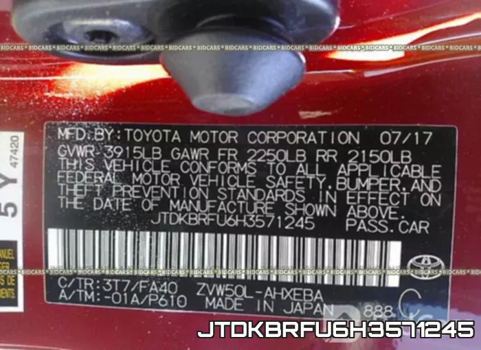 JTDKBRFU6H3571245 фото 10