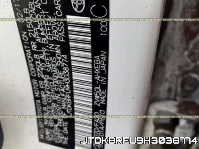 JTDKBRFU9H3038774 фото 2