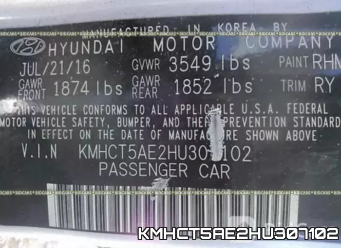 KMHCT5AE2HU307102 фото 10