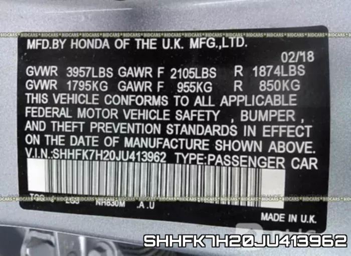 SHHFK7H20JU413962 фото 10