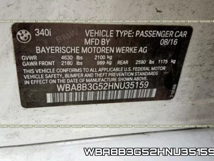 WBA8B3G52HNU35159 фото 2