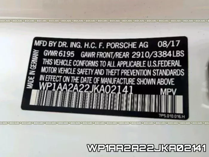 WP1AA2A22JKA02141 фото 2