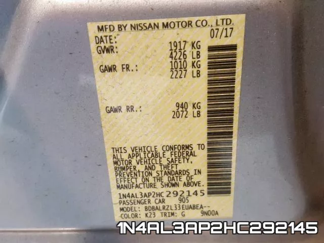 1N4AL3AP2HC292145 фото 2
