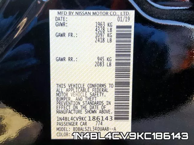 1N4BL4CV9KC186143 фото 2