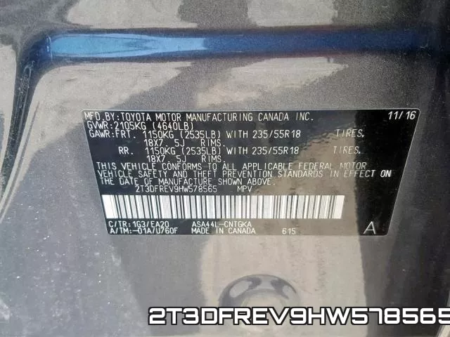 2T3DFREV9HW578565 фото 2