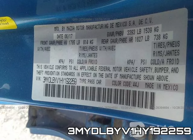 3MYDLBYV1HY192259 фото 10