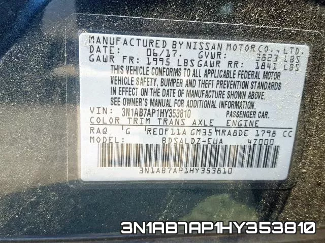 3N1AB7AP1HY353810 фото 2