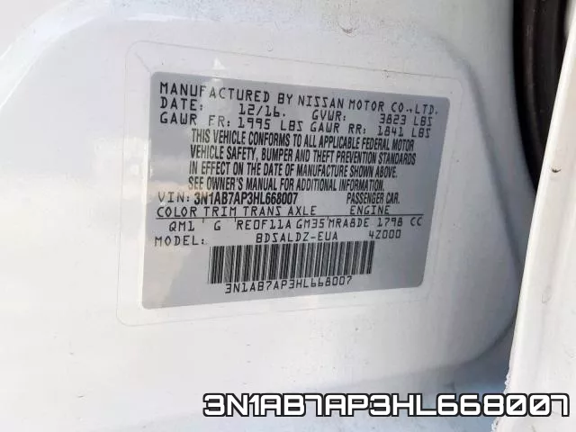 3N1AB7AP3HL668007 фото 2