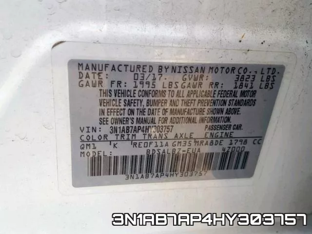 3N1AB7AP4HY303757 фото 2