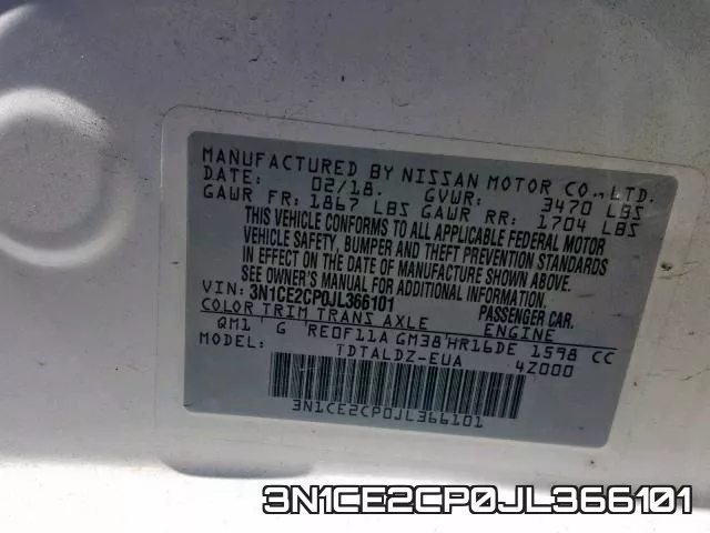 3N1CE2CP0JL366101 фото 2