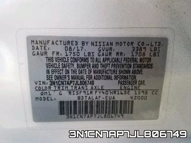 3N1CN7AP7JL806749 фото 2