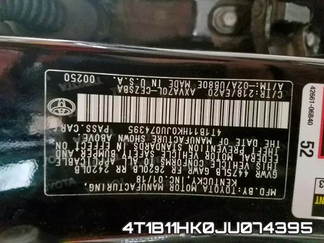 4T1B11HK0JU074395 фото 2