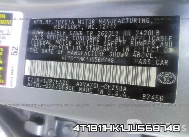 4T1B11HK1JU568748 фото 10
