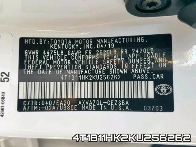 4T1B11HK2KU256262 фото 2