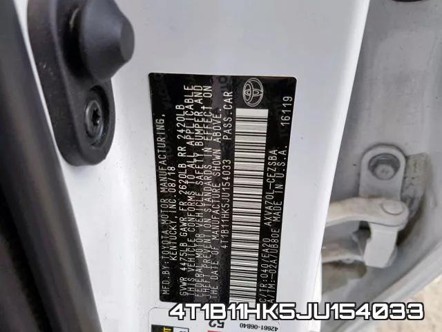 4T1B11HK5JU154033 фото 2