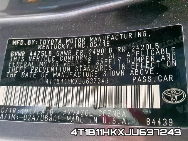 4T1B11HKXJU637243 фото 2